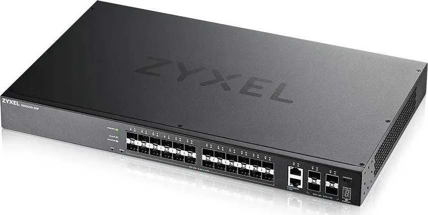Šakotuvas ZYXEL XGS2220-30F, L3 prieigos komutatorius, 24X1G SFP, 2X10MG RJ45, 4X10G SFP+ UPLINK, įskaitant 1 metų „Nebulaflex Pro“ (5 metų garantija)