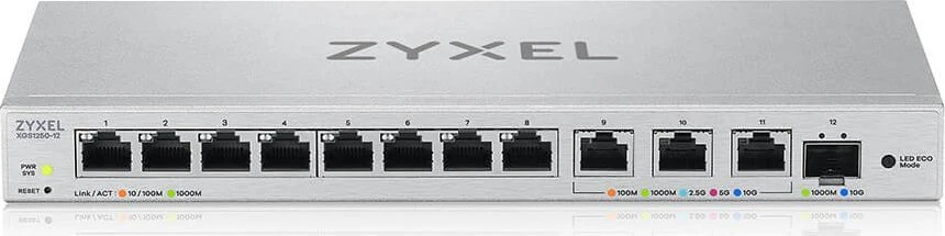 Šakotuvas ZYXEL XGS1250-12 V2, 12-PORT GIGABIT WEBMANAGED DESKTOP SWITCH WITH 8 PORT 1G + 3-PORT MULTIGIG 1/2.5/5/10G + 1-PORT SFP+ (5Y WARRANTY)
