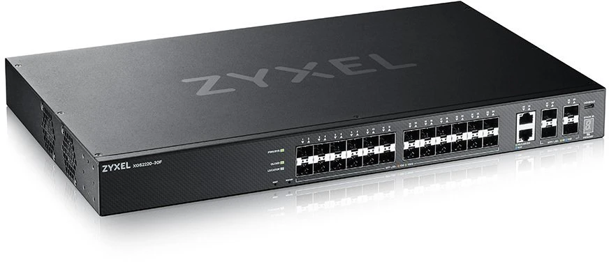 Šakotuvas ZYXEL XGS2220-30F, L3 prieigos komutatorius, 24X1G SFP, 2X10MG RJ45, 4X10G SFP+ UPLINK, įskaitant 1 metų „Nebulaflex Pro“ (5 metų garantija)