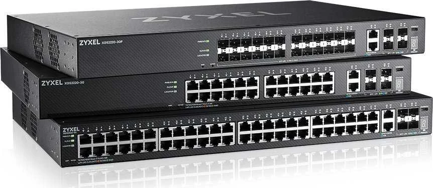 ZYXEL XGS2220-30, L3 prieigos jungiklis, 24X1G RJ45 2X10MG RJ45, 4X10G SFP+ UPLINK, įskaitant 1 metų „Nebulaflex Pro“ (5 metų garantija)