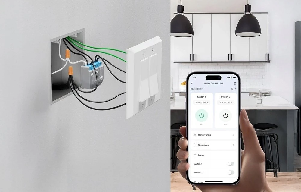 „SwitchBot“ relinis jungiklis, 2PM išmanusis dviejų kanalų jungiklis