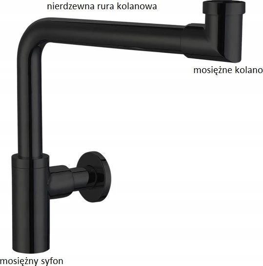 Sifonas AKCES 22945 / Pusinis praustuvo sifonas / AXUS LUX FI 32 / Matinis juodas / Apvalus korpusas / Taupantis vietą