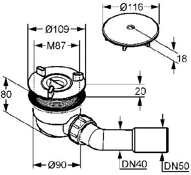 Kludi Armaturen TASSO 90 SIPHON DRAIN RINKINYS