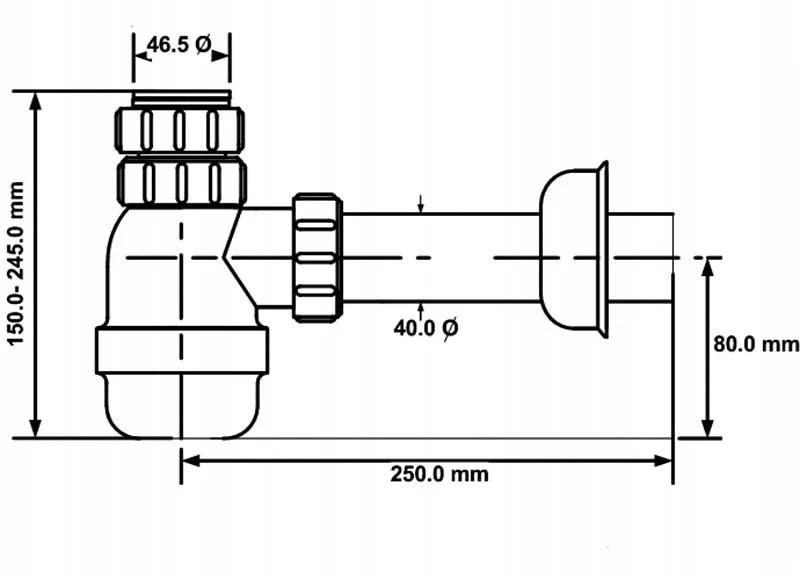 McAlpine Sifonas, butelinis, didelis, 1½ x 40 mm, be spustu