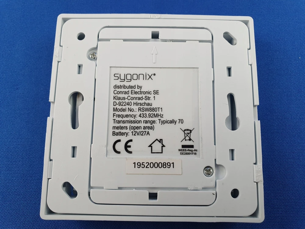 Sygonix RSL belaidis sieninis mygtukas ant paviršiaus Maks. veikimo nuotolis (atviroje vietovėje) 70 m (SY-3523470)