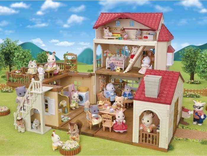 Sylvanian Families Raudonojo stogo kaimo namas Miniatiūrinis triušių namelis