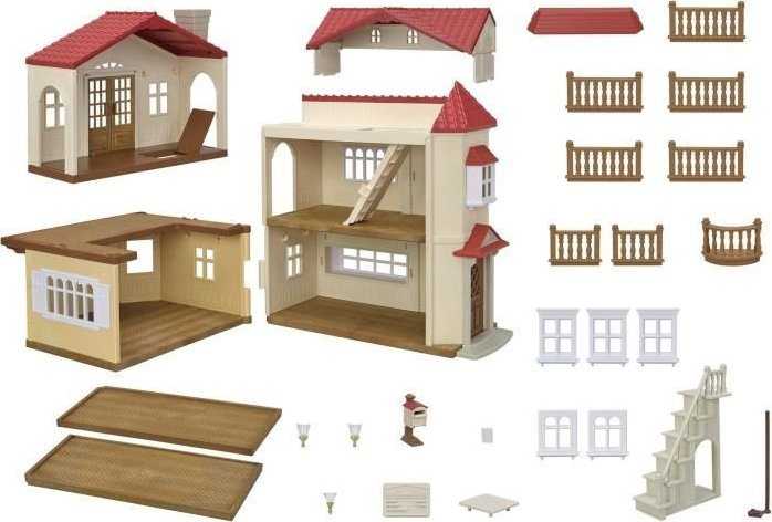Sylvanian Families Raudonojo stogo kaimo namas Miniatiūrinis triušių namelis