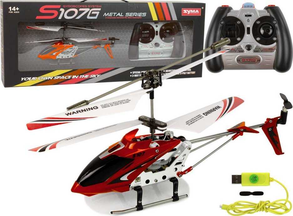 Helikopter Nuotoliniu būdu valdomas sraigtasparnis Syma S107G su giroskopu, raudonas