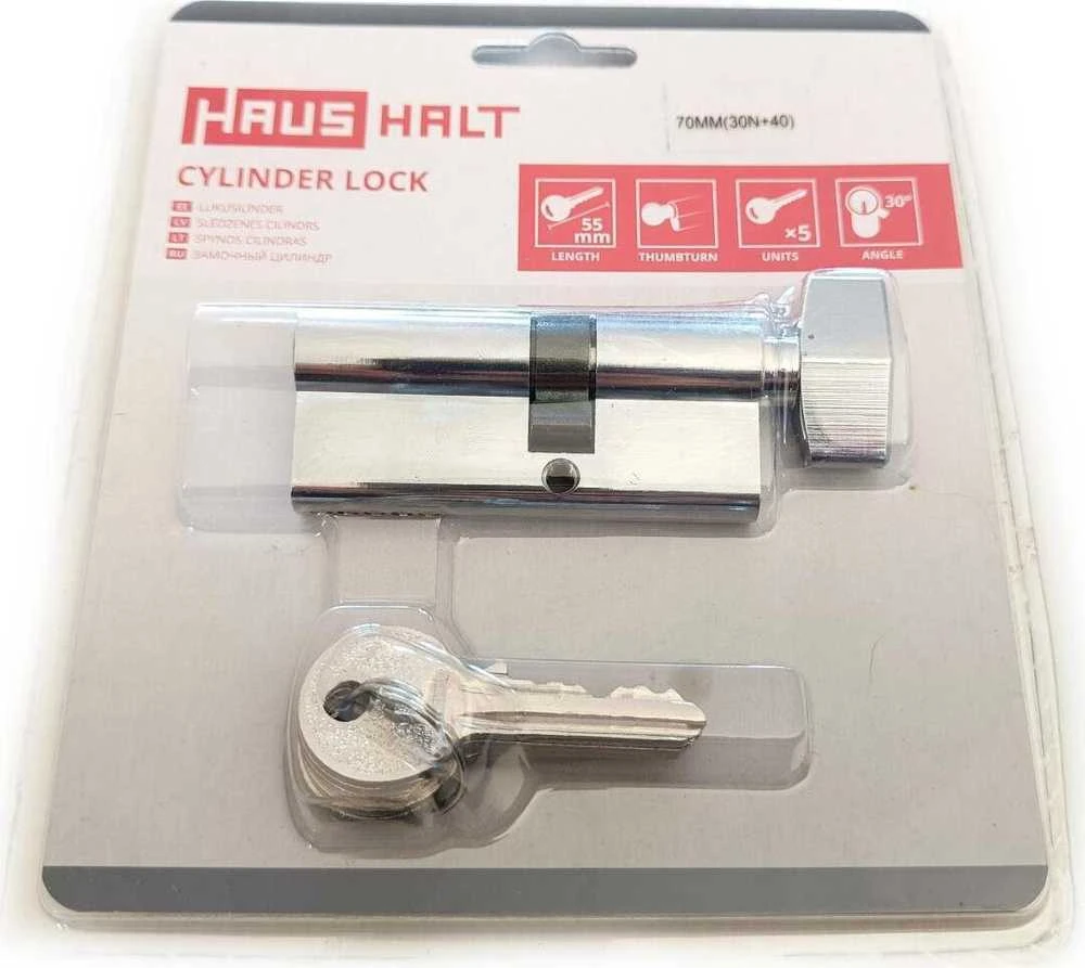 Haushalt Spynos cilindras su užsuktuku, 70 mm, 30×40 mm, chromuotas