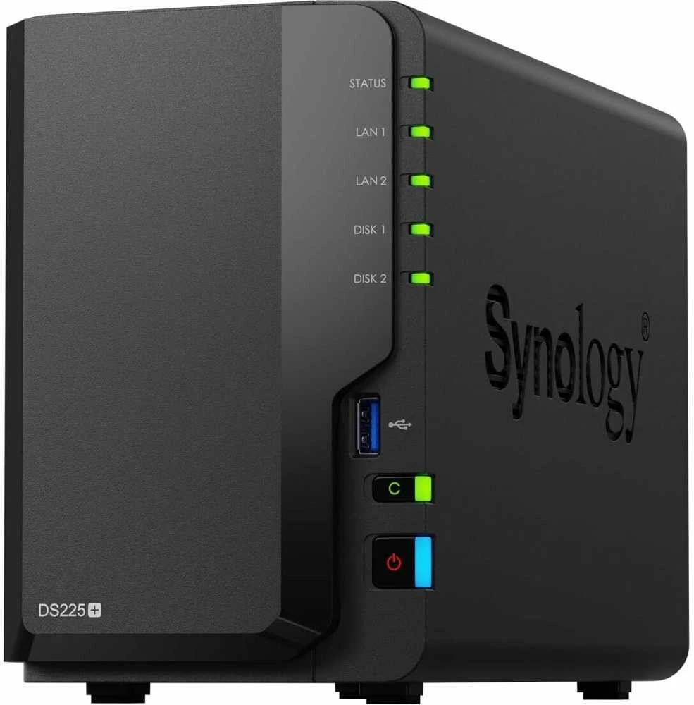 Serveris „Synology DS225+“ 2 skyrių NAS stacionarus diskas „Intel® Celeron® J4125“ 2 GB DDR4 „Synology DSM Juodas“ – tik „Synology“ kietasis diskas