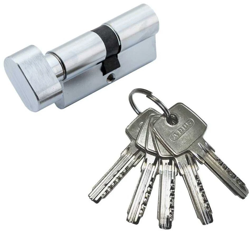 Spynos cilindras su užsuktuku Abus, 65 mm, nikeliuotas