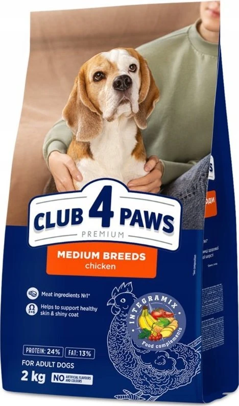 Synteza Club 4 Paws Adult Medium Breeds sausas Maistas šunims, 2kg