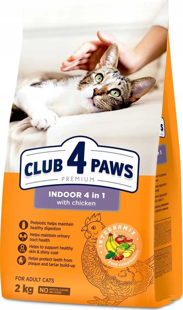 Club 4 Paws Indoor 4 in 1 sausas maistas katėms, 2kg