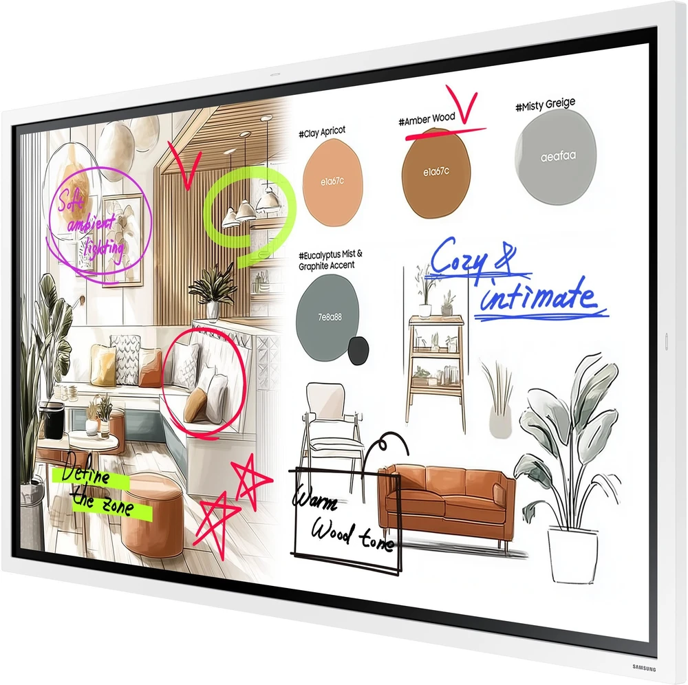Monitorius SAMSUNG FLIP PRO DIGITAL FLIPBOARD, WM55F-X, 55" UHD, REAR (HDMI IN/OUT, TOUCH OUT, USB 3.0, LAN, AUDIO), WIFI WPA2 ENTERPRISE, BLUETOOTH, RS-232, TIZEN 9 (8GB RAM/64GB STORAGE) SOC, SPEAKERS (2X15W), 400X400 VESA, Baltas GRAY