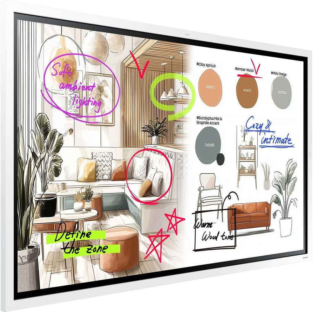 Monitorius SAMSUNG FLIP PRO DIGITAL FLIPBOARD, WM55F-X, 55" UHD, REAR (HDMI IN/OUT, TOUCH OUT, USB 3.0, LAN, AUDIO), WIFI WPA2 ENTERPRISE, BLUETOOTH, RS-232, TIZEN 9 (8GB RAM/64GB STORAGE) SOC, SPEAKERS (2X15W), 400X400 VESA, Baltas GRAY