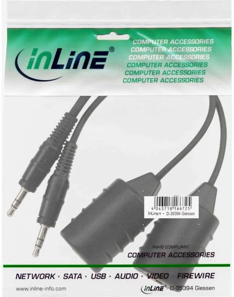 AV signalo perdavimo sistema InLine 3.5mm audio per LAN Ethernet tinklą - RJ45 - maksimaliai iki 50m, rinkinys (89002)