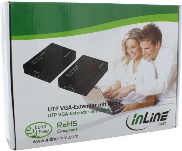 AV InLine VGA + garso signalo perdavimo sistema, per LAN Ethernet RJ45 per UTP / STP kabelius, iki 300 m, pilnai sukomplektuota (65012)
