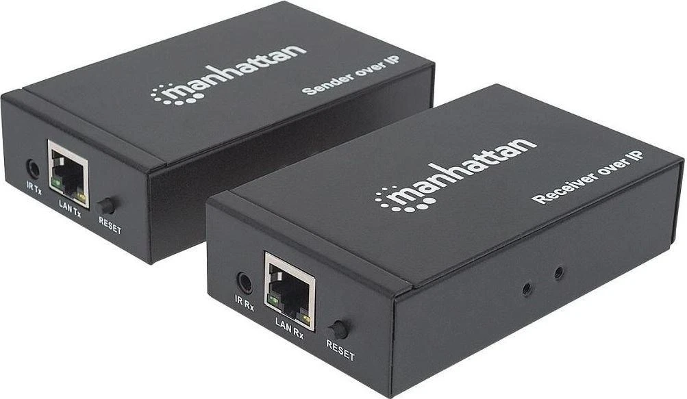 Intracom MANHATTAN 1080p HDMI per IP plėtiklio rinkinys Prailgina 1080p signalą iki 120m su jungikliu ir vienu Ethernet kabeliu IR palaikymas Juodas