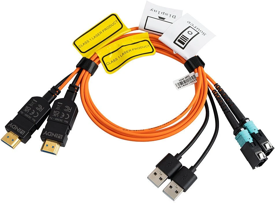 AV Ilgintuvas - LINDY MPO Šviesolaidinis HDMI 8K60 48Gbps USB Maitinimas 100 m