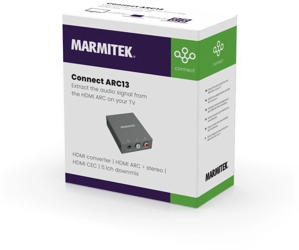 „Marmitek Connect ARC13“ AV perdavimo sistema, 5 V, 55 mm, 70 mm, 20 mm, 80 g, HDMI, RCA, USB A tipo į Micro USB B tipo