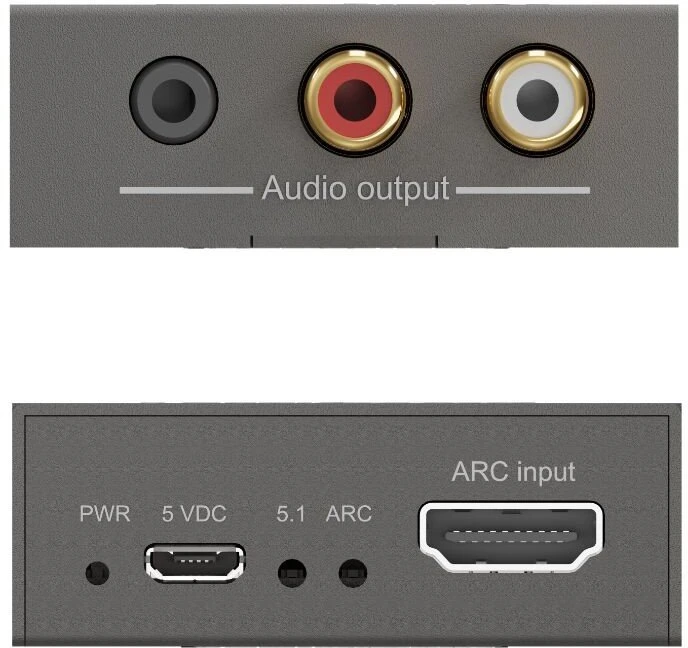 „Marmitek Connect ARC13“ AV perdavimo sistema, 5 V, 55 mm, 70 mm, 20 mm, 80 g, HDMI, RCA, USB A tipo į Micro USB B tipo