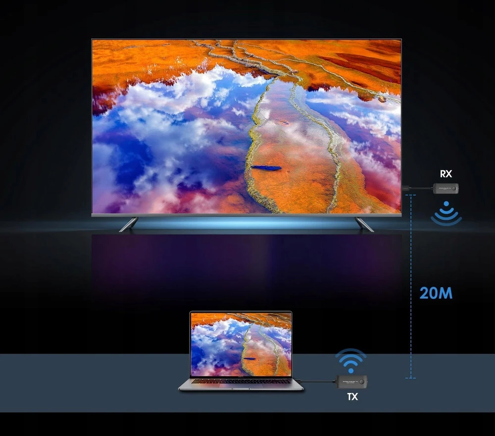 PREMIUMCORD HDMI belaidis plėtiklis, mini, FULL HD 1080p 20 m atstumu, pilka