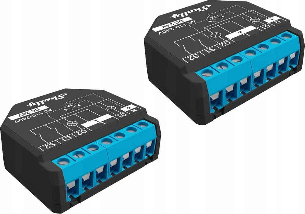 Shelly Plus 2PM 2x - 2 kanalų relė žaliuzių ir variklio valdymas su energijos matavimu Wifi Bluetooth