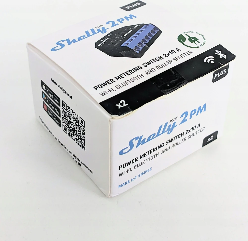 Shelly Plus 2PM 2x - 2 kanalų relė žaliuzių ir variklio valdymas su energijos matavimu Wifi Bluetooth