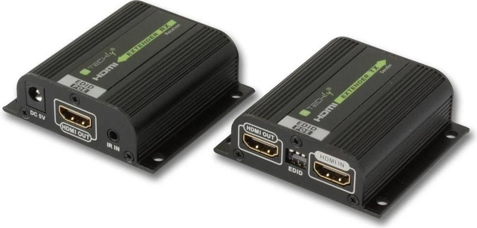 Techly IDATA EXT-E70 vaizdo ir garso signalų ilgintuvas AV siųstuvas ir imtuvas Juoda