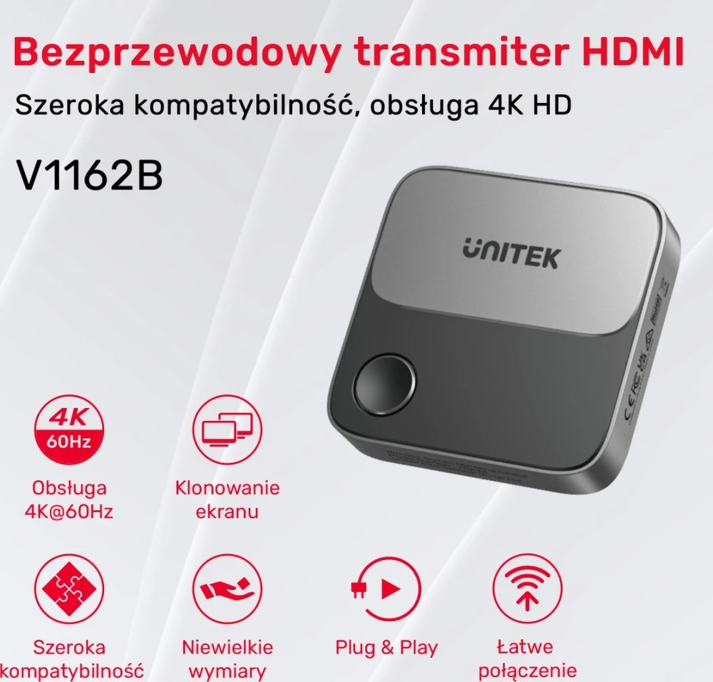 Unitek Wireless HDMI 4K 60Hz siųstuvas, diapazonas iki 8m