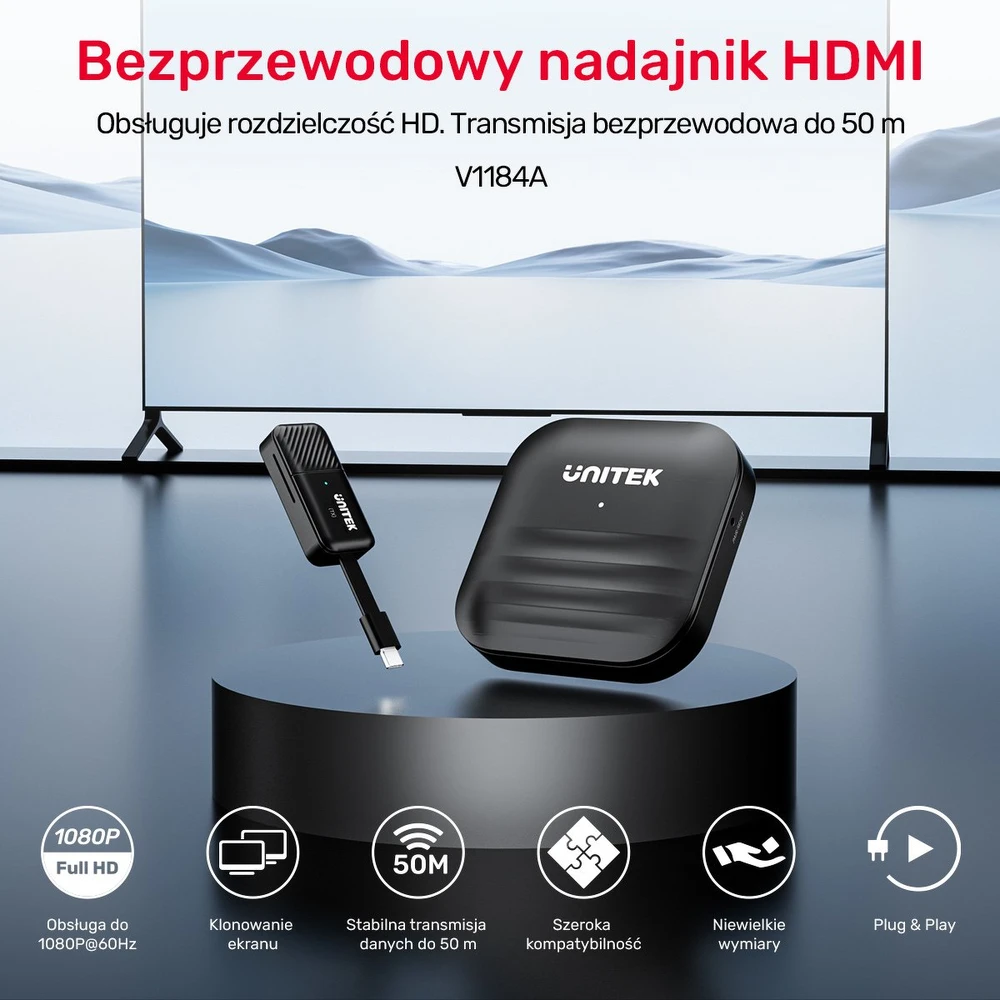 UNITEK V1184A01 AV extender AV transmitter & receiver Juodas