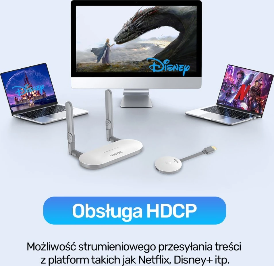 Unitek belaidžio HDMI siųstuvo ir imtuvo diapazonas iki 50m, balta