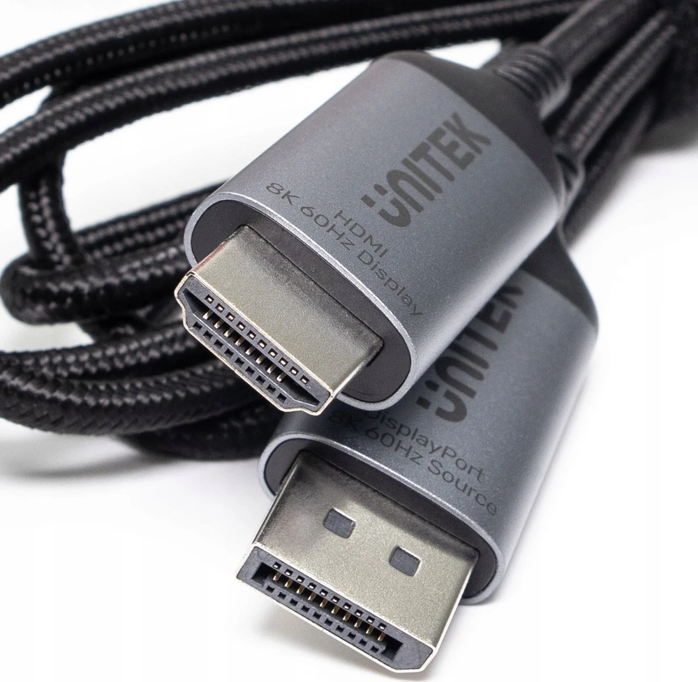Vaizdo kabelis - UNITEK DisplayPort 1.4 į HDMI 2.1 8K 1.8m pilkas/juodas