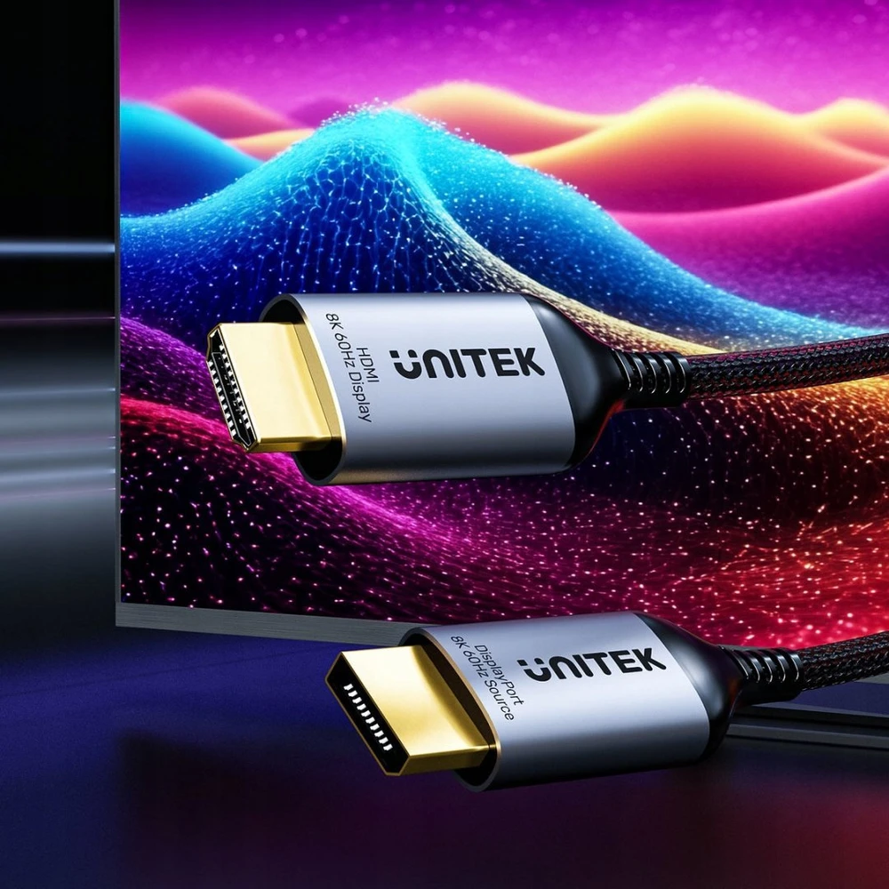 Unitek DisplayPort į HDMI 1.8m adapterio jungtys