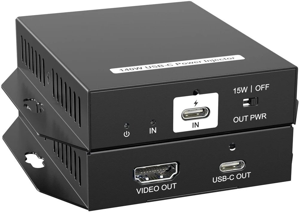 „AV VivoLink USB-C maitinimo injektorius su HDMI signalo perdavimo sistema“