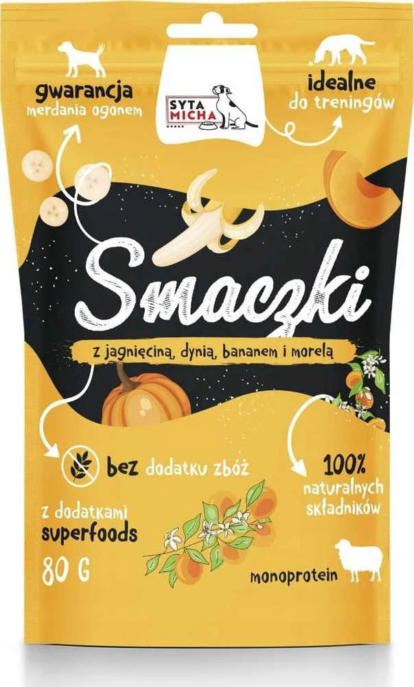 Šunų Skanėstai - Syta Micha Su Aviena, Moliūgu, Bananais Ir Abrikosais 80g