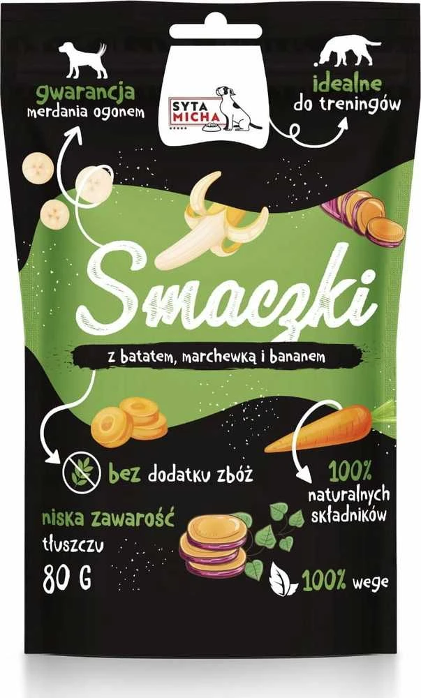 Šunų Skanėstai - Syta Micha Vege su Saldžiosiomis Bulvėmis, Morkomis ir Bananais
