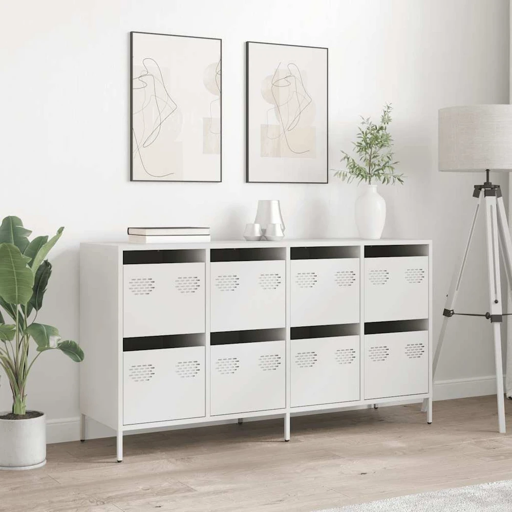 Šoninė spintelė, balta, 135x39x73,5cm, plienas