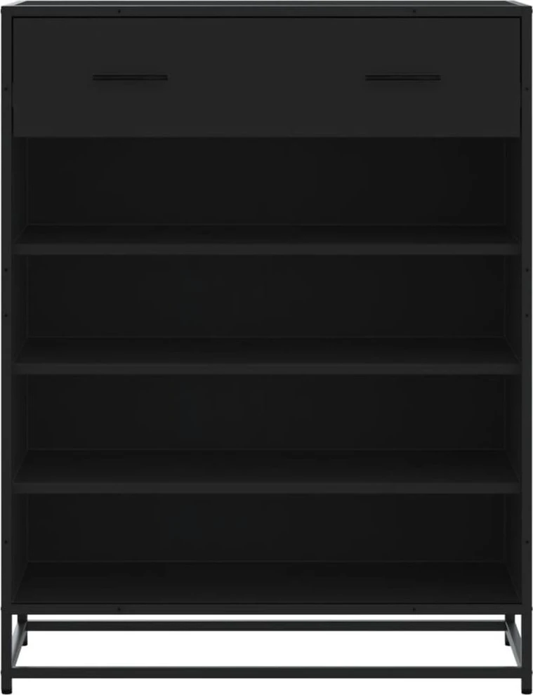 Spintelė batams, juoda, 75x38x97,5cm, mediena ir metalas