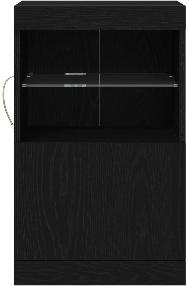 LED Bufetas Juodas ąžuolas 41 x 37 x 67 cm Apdirbta mediena