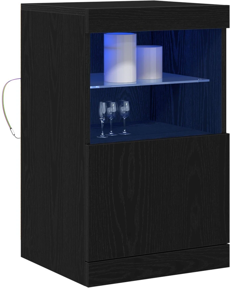 LED Bufetas Juodas ąžuolas 41 x 37 x 67 cm Apdirbta mediena