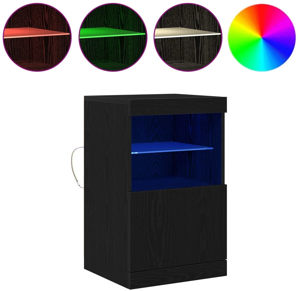 LED Bufetas Juodas ąžuolas 41 x 37 x 67 cm Apdirbta mediena