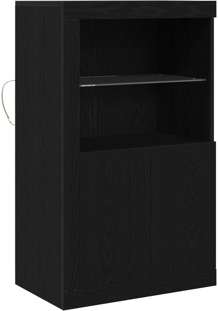 LED Bufetas 60,5 x 37 x 100 cm Apdirbta mediena Juodas ąžuolas