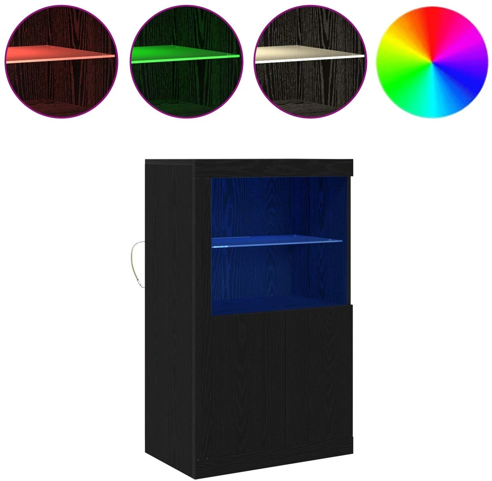 LED Bufetas 60,5 x 37 x 100 cm Apdirbta mediena Juodas ąžuolas