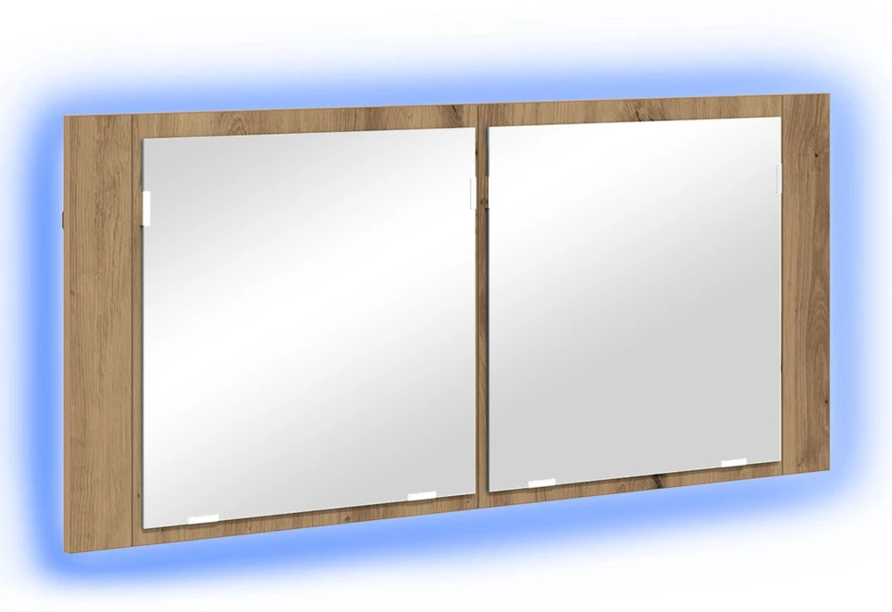 LED veidrodis spintelė Amatininkų ąžuolas 100 x 12 x 45 cm
