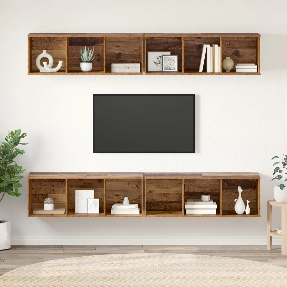 TV staliukas TV spintelių komplektas 4 vnt. Senovinis medis Apdirbta mediena