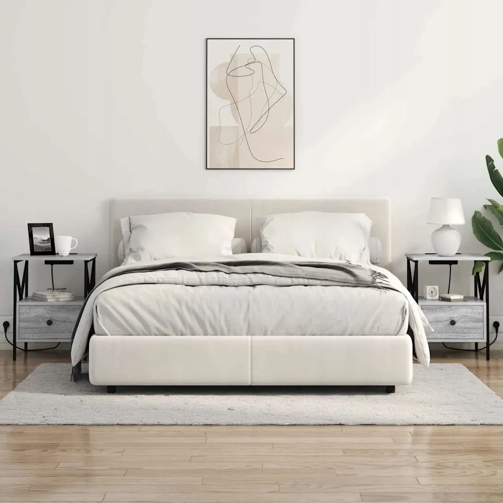 Šalia lovos spintelė 2 pcs Pilkas Sonoma 41,5 x 40,5 x 55 cm