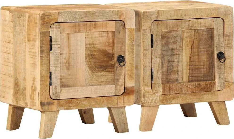 naktinė spintelė 2 vnt 40x32x46 cm medžio masyvo grubus mango