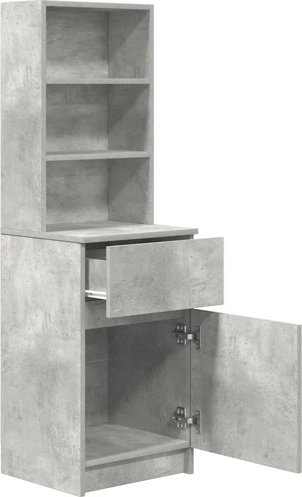 Naktinė spintelė, betono pilka, 39x35x125 cm, apdirbta mediena
