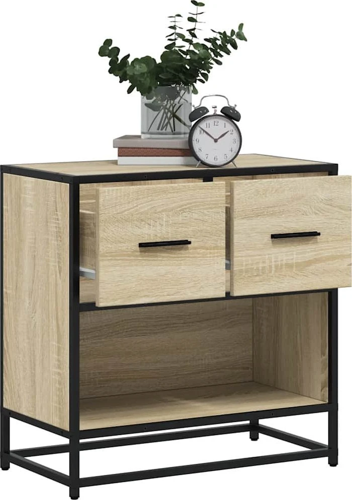 naktinė spintelė Sonoma ąžuolas 60x31x60 cm Mediena ir metalas